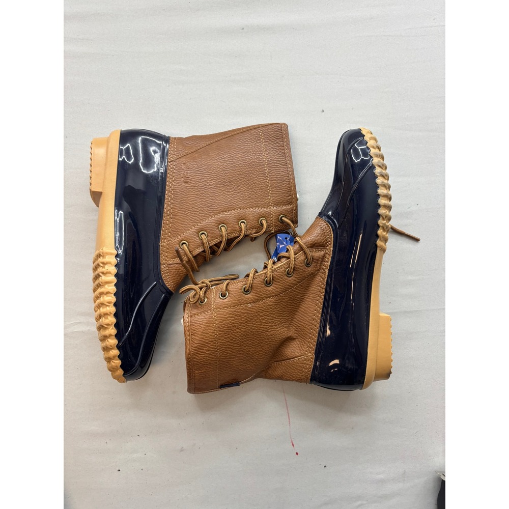 Maplewood Waterproof Duck Boots Navy Tan Faux Fur Lined Lace Up Mens Size 10M